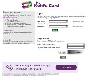 Kohls Credit card activate